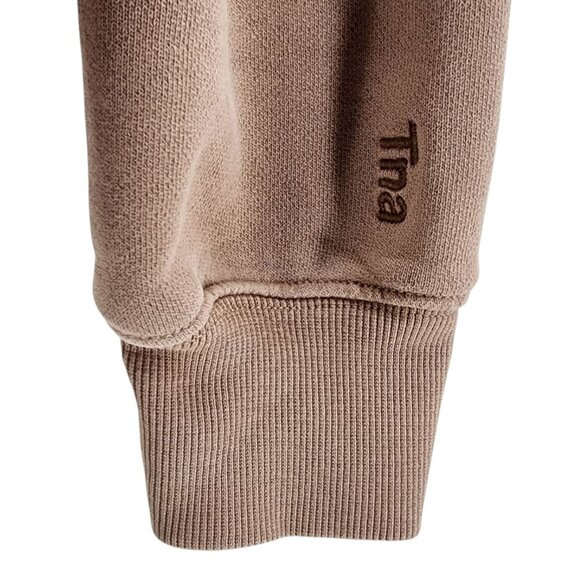 Aritzia TNA Cozy Fleece Womens XS Sweatshirt 1/4 Zip Tan Pullover Long Sleeve - Picture 7 of 11